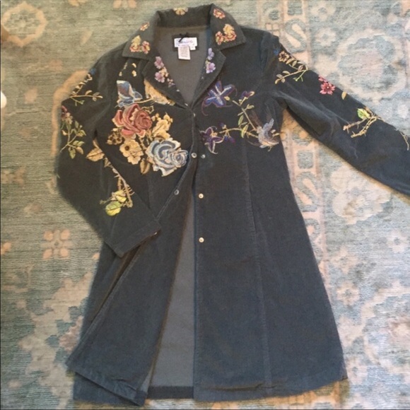 Jackets & Blazers - Beautiful Faded Teal Blue Jacket with Embroidery